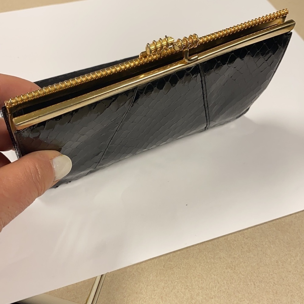 Judith Leiber Black Python Long Clutch Wallet - image 16